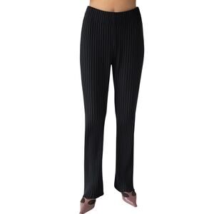 Oak + Fort Black Ribbed Pleated Flared Legging Pants Women’s Small EUC